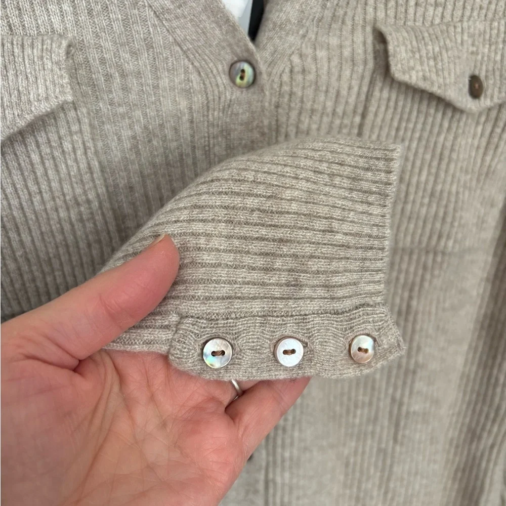 Minnie Rose Ribbed Cashmere Button-Down Sweater Cardigan, XS - Picture 6 of 7